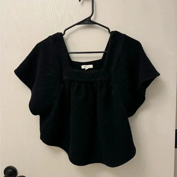 Black‎ Madewell Texture & Thread Butterfly Top Size S EUC - Picture 2 of 10